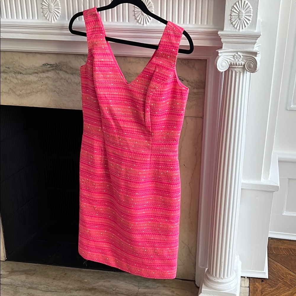 Orange and Pink Sheath Mini Dress with V-Neck for Cocktail